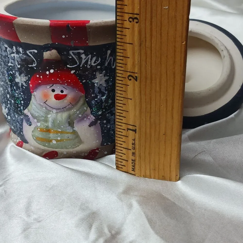IT'S SNOW TIME 3'' SNOWMAN CERAMIC CANDLE W/LID
